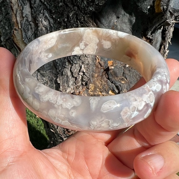 NEW Flower Agate Bangle Bracelet - Sakura Agate - Picture 7 of 7